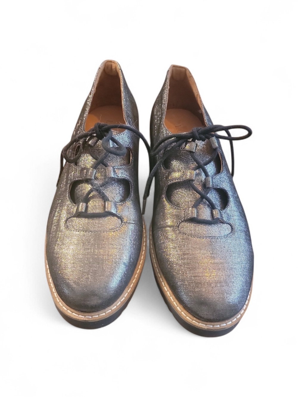 L' Amour Des Pieds Gold Metallic Oxfords